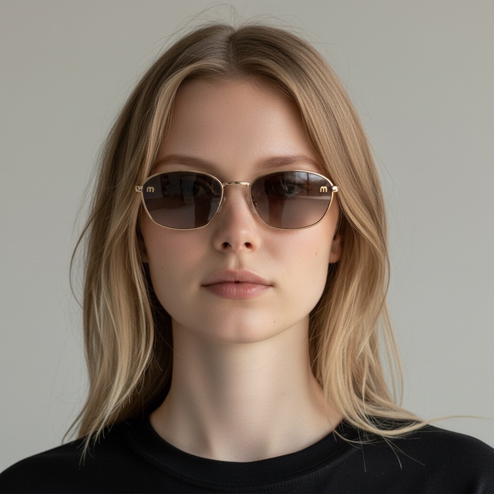 MIU MIU Women’s Metal Sunglasses | Gold & Nude | Brown Gradient Lenses | New - Picture 9 of 16
